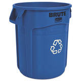Brute Recycling Container, Round, 32 Gal, Blue