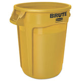 Round Brute Container, Plastic, 32 Gal, Yellow
