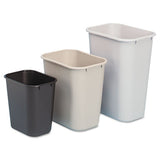 Deskside Plastic Wastebasket, Rectangular, 3.5 Gal, Beige