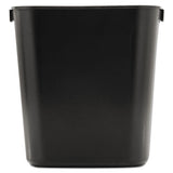 Deskside Plastic Wastebasket, Rectangular, 3.5 Gal, Black
