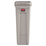 Slim Jim Receptacle With Venting Channels, Rectangular, Plastic, 23 Gal, Beige