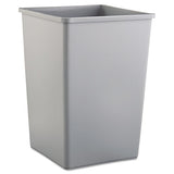Untouchable Square Waste Receptacle, Plastic, 35 Gal, Gray