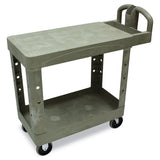 Flat Shelf Utility Cart, Two-shelf, 25.25w X 44d X 38.13h, Black