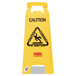 Multilingual "caution" Floor Sign, Plastic, 11 X 12 X 25, Bright Yellow