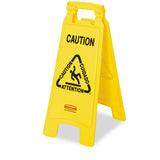 Multilingual "caution" Floor Sign, Plastic, 11 X 12 X 25, Bright Yellow