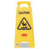 Multilingual "caution" Floor Sign, Plastic, 11 X 12 X 25, Bright Yellow