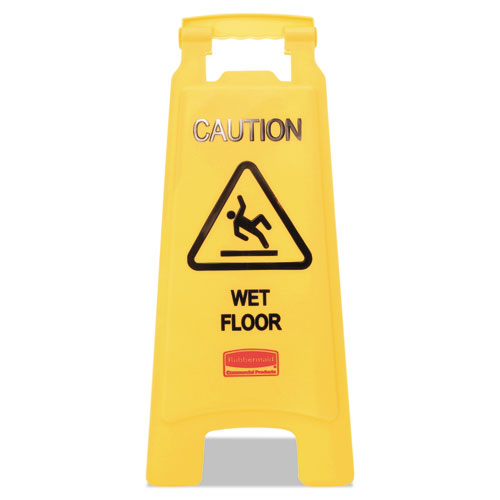Caution Wet Floor Floor Sign, Plastic, 11 X 12 X 25, Bright Yellow, 6-carton
