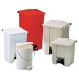 Indoor Utility Step-on Waste Container, Square, Plastic, 8 Gal, Beige
