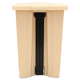 Indoor Utility Step-on Waste Container, Square, Plastic, 12 Gal, Beige
