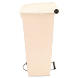 Step-on Receptacle With Wheels, Rectangular, Polyethylene, 23 Gal, Beige