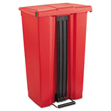Indoor Utility Step-on Waste Container, Rectangular, Plastic, 23 Gal, Red