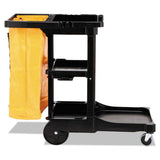 Multi-shelf Cleaning Cart, Three-shelf, 20w X 45d X 38.25h, Black