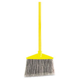 Angled Large Broom, Poly Bristles, 46 7-8" Metal Handle, Yellow-gray