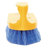 Long Handle Scrub Brush, 6" Brush, Yellow Plastic Handle-blue Bristles