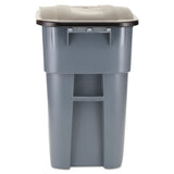 Brute Rollout Container, Square, Plastic, 50 Gal, Gray