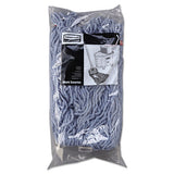 Web Foot Wet Mop Head, Shrinkless, Cotton-synthetic, Blue, Medium, 6-carton