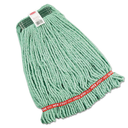 Web Foot Wet Mop Heads, Shrinkless, Cotton-synthetic, Green, Medium