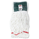 Web Foot Shrinkless Looped-end Wet Mop Head, Cotton-synthetic, Large, White, 1" White Headband