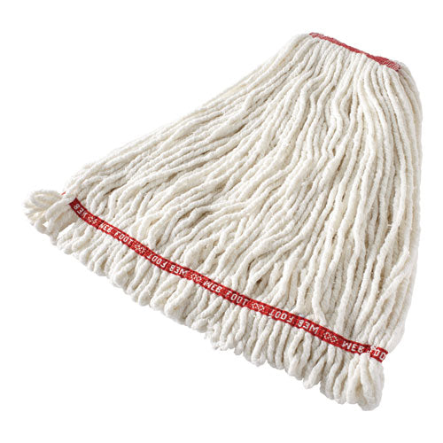 Web Foot Shrinkless Looped-end Wet Mop Head, Cotton-synthetic, Large, White, 1
