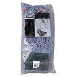 Web Foot Wet Mop Head, Shrinkless, Cotton-synthetic, Blue, Medium, 6-carton