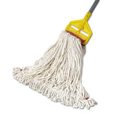 Web Foot Wet Mop Head, Shrinkless, Cotton-synthetic, White, Large, 6-carton