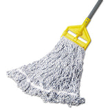 Web Foot Finish Mop, Cotton-synthetic, White, Large, 1" White Headband, 6-carton