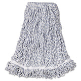 Web Foot Finish Mop, Cotton-synthetic, White, Large, 1" White Headband, 6-carton