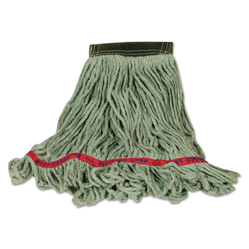 Swinger Loop Wet Mop Heads, Cotton-synthetic Blend, Green, Medium, 6-carton