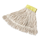 Super Stitch Looped-end Wet Mop Head, Cotton-synthetic, Medium, Green-white