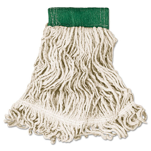 Super Stitch Looped-end Wet Mop Head, Cotton-synthetic, Medium, Green-white