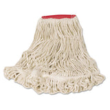 Super Stitch Looped-end Wet Mop Head, Cotton-synthetic, Large Size, Red-white