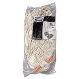 Premium Cut-end Cotton Wet Mop Head, 16oz, White, 1" Orange Band, 12-carton