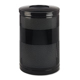 Classics Perforated Open Top Receptacle, Round, Steel, 28 Gal, Black