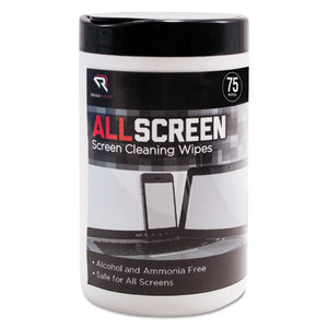 Allscreen Screen Cleaning Wipes, 6" X 6", White, 75-tub