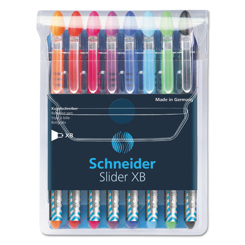 Schneider Slider Stick Ballpoint Pen, 1.4mm, Assorted Ink-barrel, 8-pack