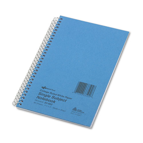 Single-subject Wirebound Notebooks, 1 Subject, Medium-college Rule, Blue Cover, 7.75 X 5, 80 Sheets