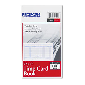 Employee Time Card, Weekly, 4-1-4 X 7, 100-pad