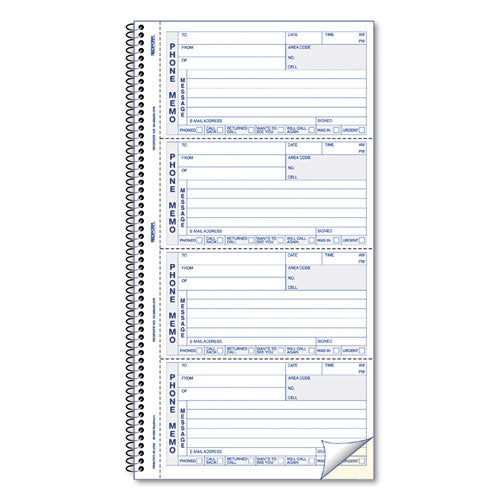 Telephone Message Book, 5 X 2 3-4, Two-part Carbonless, 400 Sets