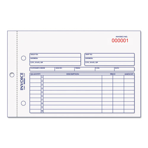 Invoice Book, 5 1-2 X 7 7-8, Carbonless Duplicate, 50 Sets-book