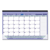 Monthly Desk Pad Calendar, 22 X 17, White-maroon, 2021