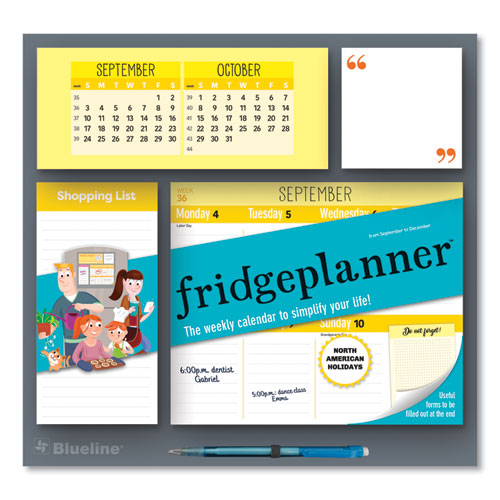 Fridge Planner Magnetized Weekly Calendar With Pads + Pencil, 12 X 12.5, White/yellow Sheets, 16-month (sept-dec): 2024-2025