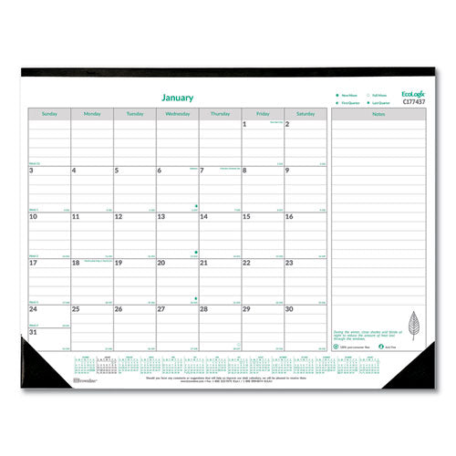 Ecologix Monthly Desk Pad Calendar, 22 X 17, 2021