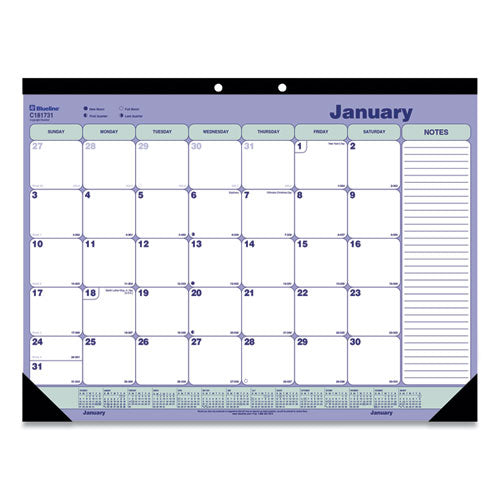 Desk Pad Calendar, 21.25 X 16, Blue-white-green, 2021