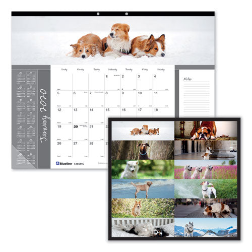 Pets Collection Monthly Desk Pad, 22 X 17, Puppies, 2021