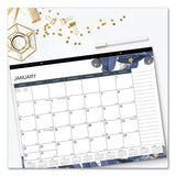 Desk Pad Calendar, 22 X 17, Gold Detail; Blue-purple-white, 2022