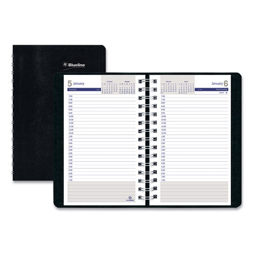 Duraglobe Daily Planner Ruled For 30-minute Appointments, 8 X 5, Black, 2021