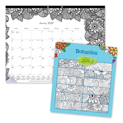 Doodleplan Desk Pad Calendar With Coloring Pages, 22 X 17, 2021