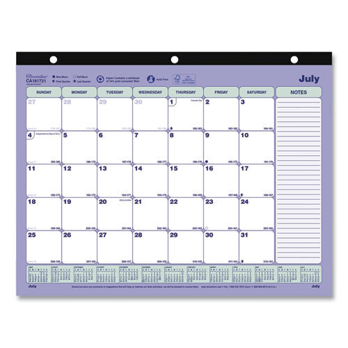 Academic 13-month Desk Pad Calendar, 11 X 8.5, Blue-white, 2021-2022
