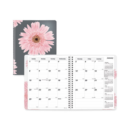 Essential Collection 14-month Ruled Monthly Planner, 8.88 X 7.13, Daisy Black-pink Cover, 14-month (dec To Jan): 2022 To 2023