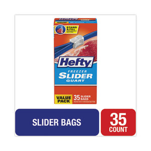 Slider Bags, 1 Qt, 2.5 Mil, 7" X 8", Clear, 35/box